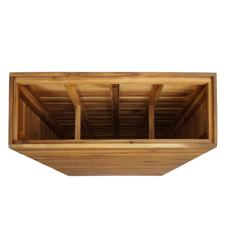 Jardinière bac à plantes surélevé Pot de fleurs, carré 77x63x23cm Outdoor Acacia bois certifié MVG, brun