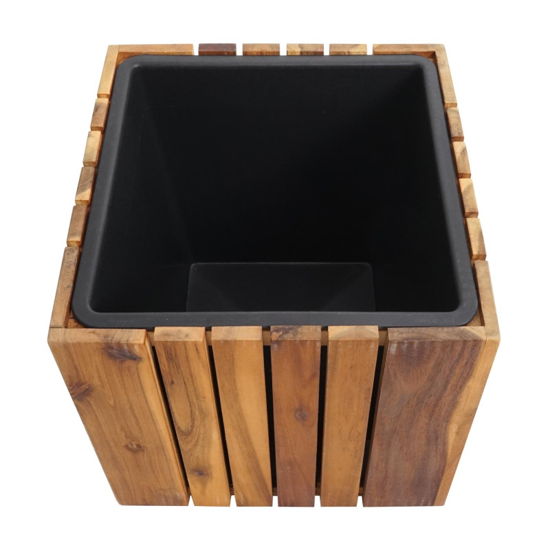 Jardinière Pot de fleur, carré 32x32x32cm Outdoor Acacia bois certifié MVG, brun