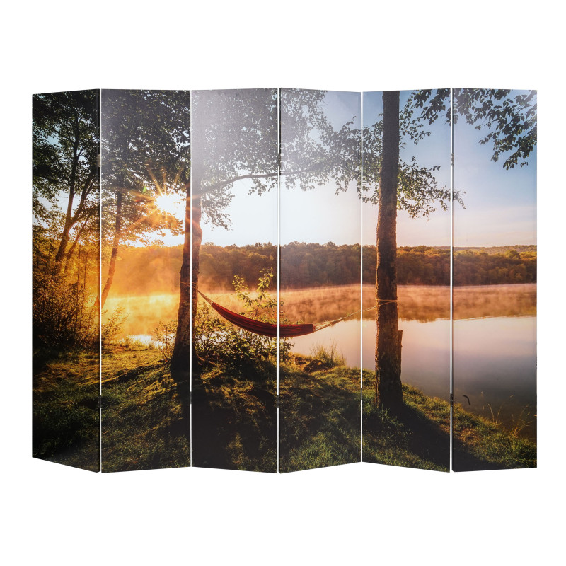 Paravent photo avec isolation phonique séparateur acoustique cloison pare-vue, MVG - 180x245cm Waldsee