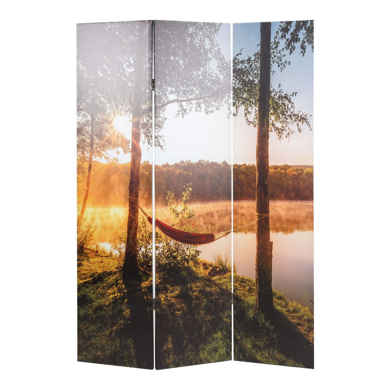 Paravent photo avec isolation phonique séparateur de pièce acoustique cloison pare-vue, MVG - 180x122cm Waldsee