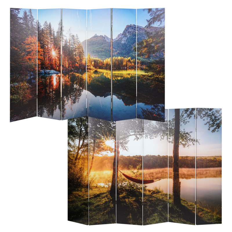 Paravent photo avec isolation phonique séparateur acoustique cloison pare-vue, MVG - 180x245cm Waldsee