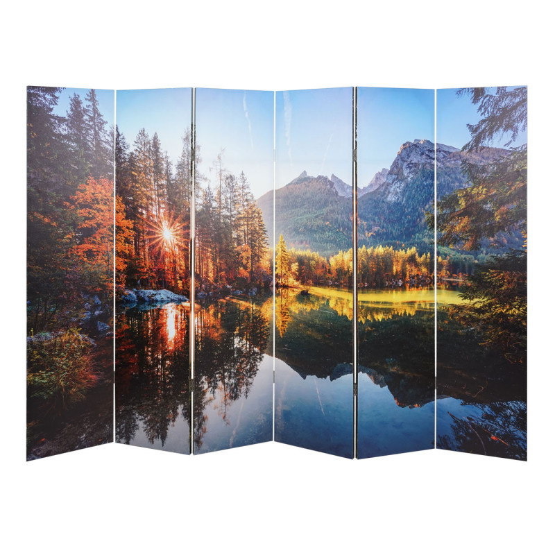 Paravent photo avec isolation phonique séparateur acoustique cloison pare-vue, MVG - 180x245cm Waldsee