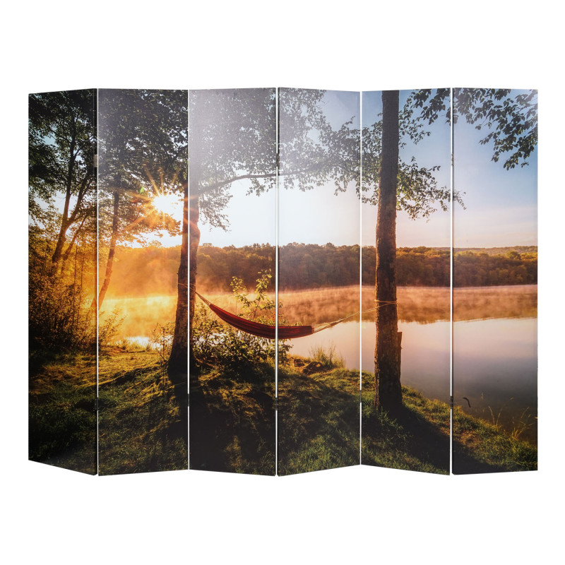 Paravent photo avec isolation phonique séparateur acoustique cloison pare-vue, MVG - 180x245cm Waldsee