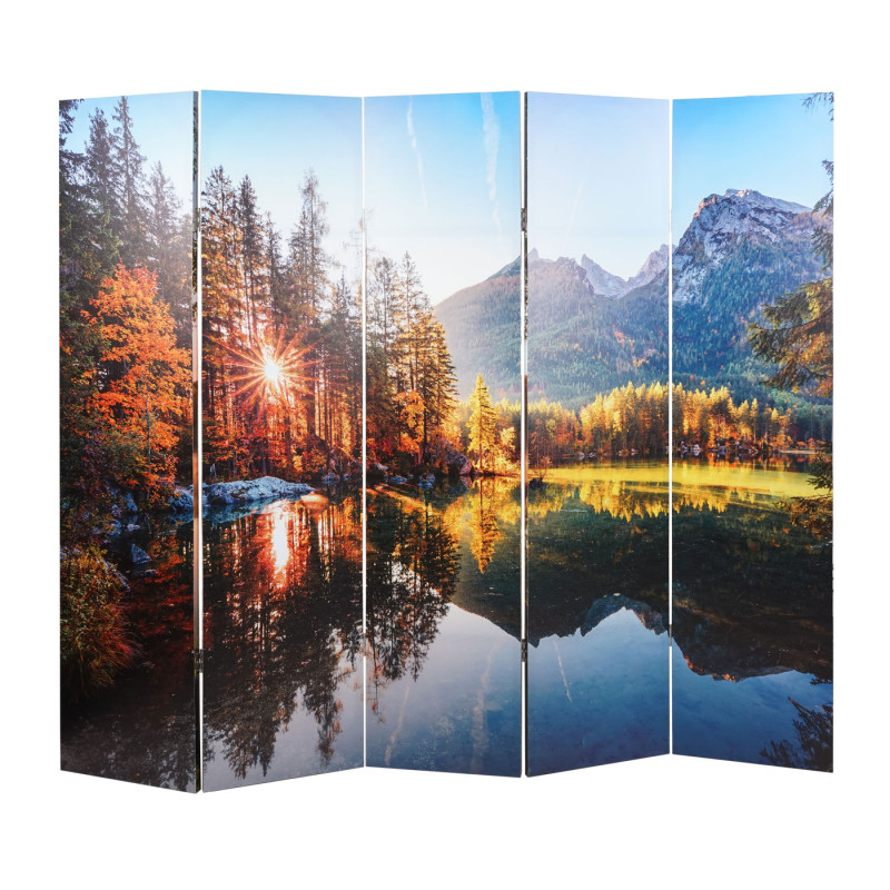 Paravent photo avec isolation phonique séparateur de pièce acoustique cloison pare-vue, MVG - 180x204cm Waldsee