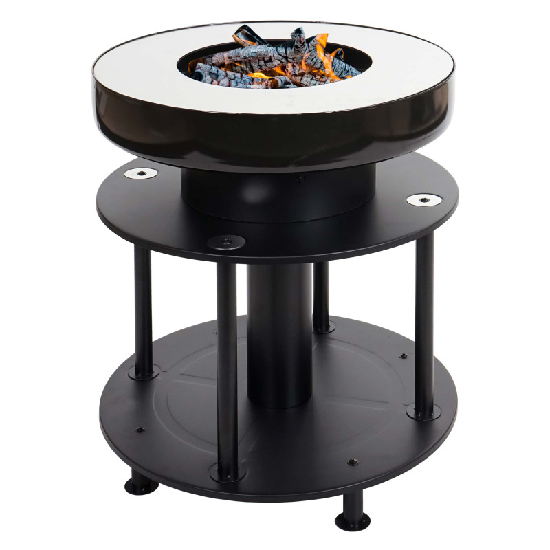 Bol de feu avec grill foyer Grill BBQ, plaque de grill surface de dépôt, acier inox émaillé Ø 56cm noir