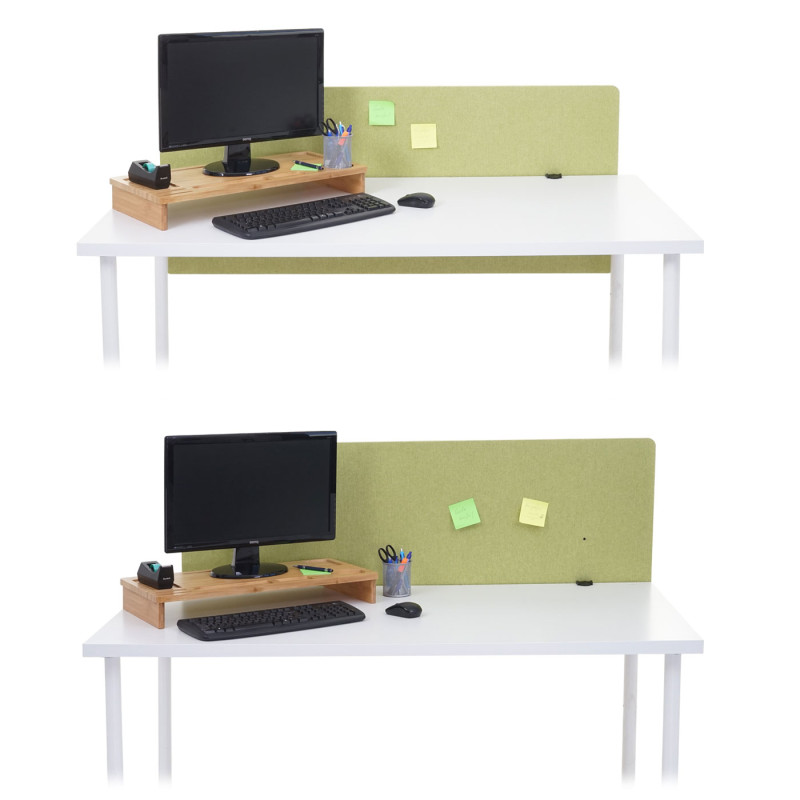 Cloison acoustique de bureau protection visuelle de bureau Tableau d'affichage, double paroi tissu/textile - 60x120cm vert