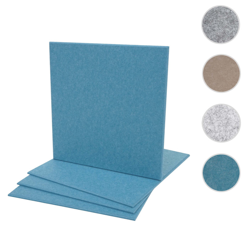 Jeu de 4 panneaux muraux acoustiques panneaux muraux acoustiques, insonorisant 1qm surface 50x50cm - bleu