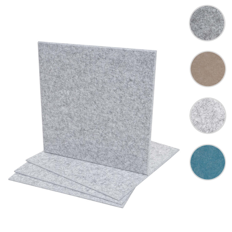 Jeu de 4 panneaux muraux acoustiques panneaux muraux acoustiques, insonorisant 1qm surface 50x50cm - gris clair