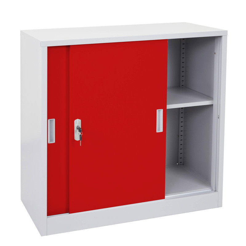 Armoire à dossiers Boston armoire en acier, avec portes coulissantes 90x90x45cm - rouge