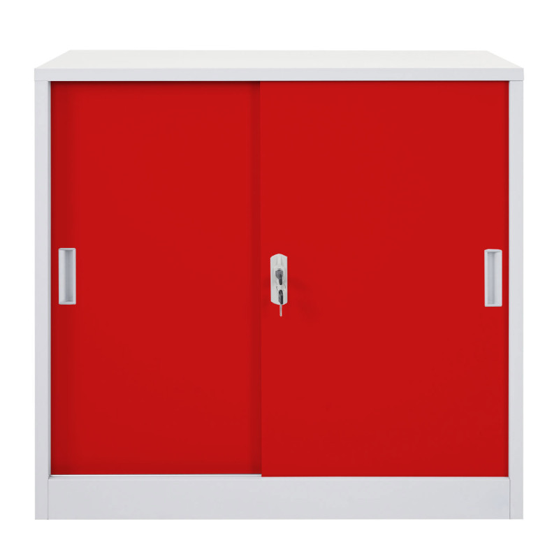 Armoire à dossiers Boston armoire en acier, avec portes coulissantes 90x90x45cm - rouge
