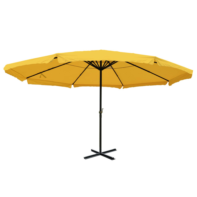 Parasol Meran Pro, parasol de marché gastronomique avec volant Ø 5m polyester/alu 28kg - jaune sans support