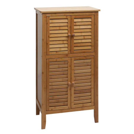 Armoire de salle de bain étagère commode, 4 portes bambou 100x50x30cm