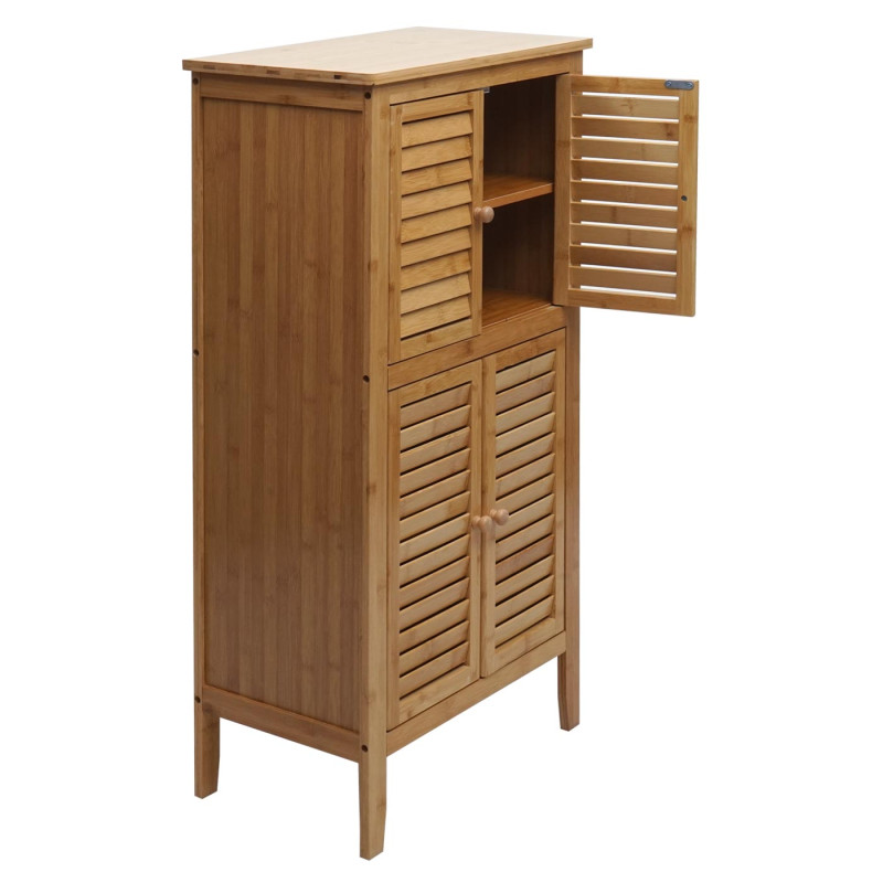 Armoire de salle de bain étagère commode, 4 portes bambou 100x50x30cm