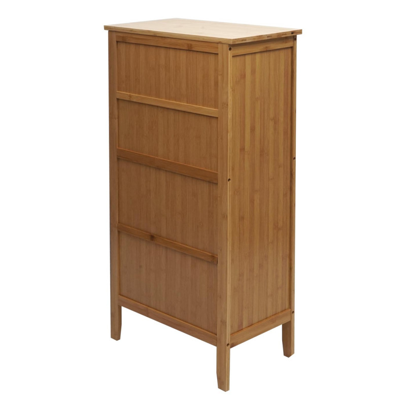 Armoire de salle de bain étagère commode, 4 portes bambou 100x50x30cm