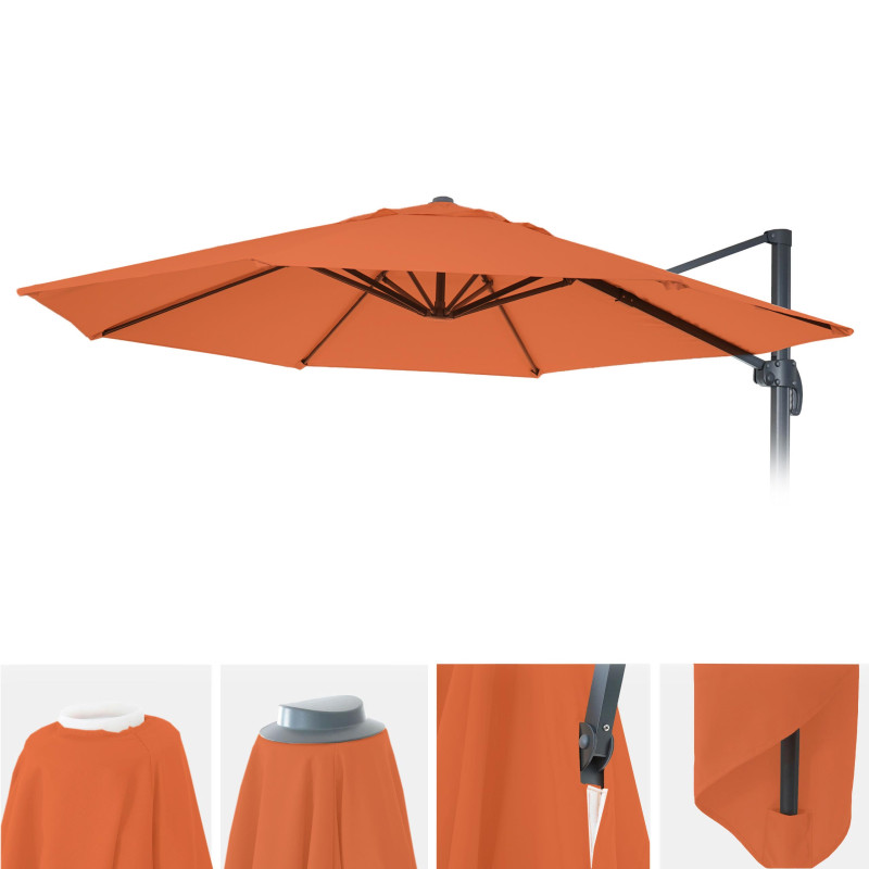 Housse de parasol 8 baleines rondes Ø3m 220g/m² polyester, housse de rechange p.ex. pour parasol ampli - terracotta