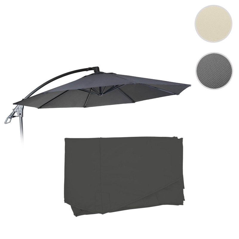 Housse de rechange pour Deluxe Ampelschirm housse de parasol ronde Ø 3m - anthracite sans flap