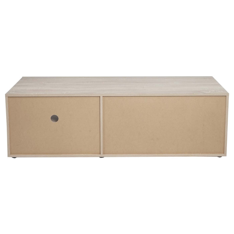 Rack TV Table TV Table basse Armoire TV Commode, bois 43x140x41cm Compartiment de rangement, aspect chêne, blanc