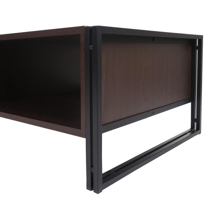 Table basse table d'appoint table de salon, 41x120x60cm structure 3D, métal MDF - brun foncé