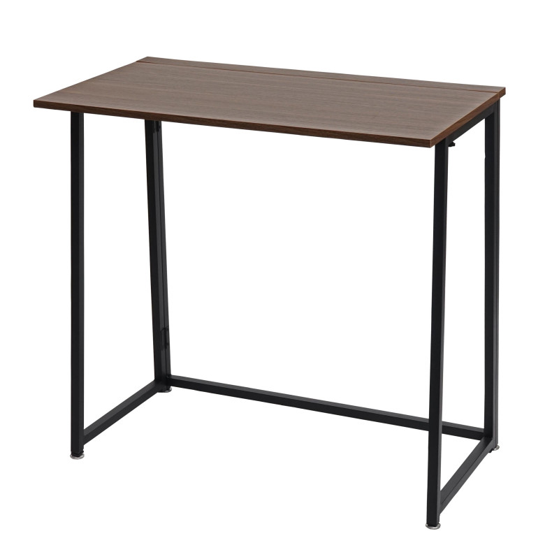 Bureau pliable, table console pliante table d'ordinateur portable table de rangement, 80x45cm, métal MDF - noir brun
