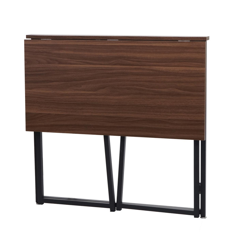 Bureau pliable, table console pliante table d'ordinateur portable table de rangement, 80x45cm, métal MDF - noir brun