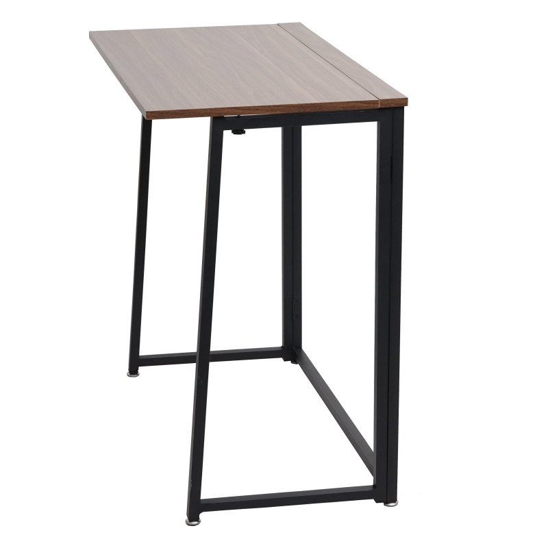 Bureau pliable, table console pliante table d'ordinateur portable table de rangement, 80x45cm, métal MDF - noir brun