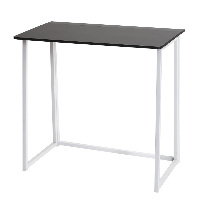 Bureau pliable, table console pliante table d'ordinateur portable table de rangement, 80x45cm, métal MDF - blanc noir