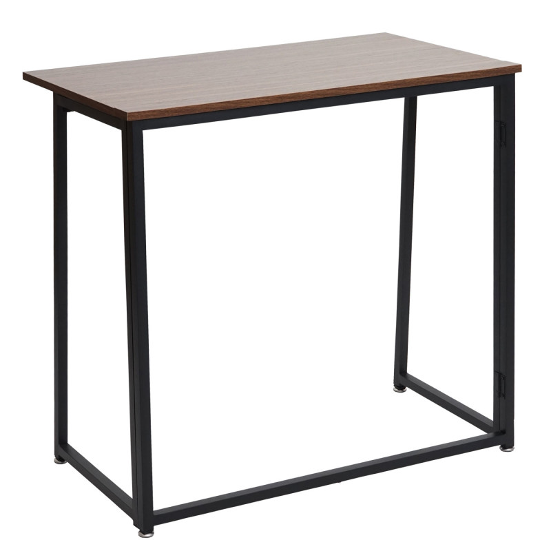 Bureau pliable, table console pliante table d'ordinateur portable table de rangement, 80x45cm, métal MDF - noir brun