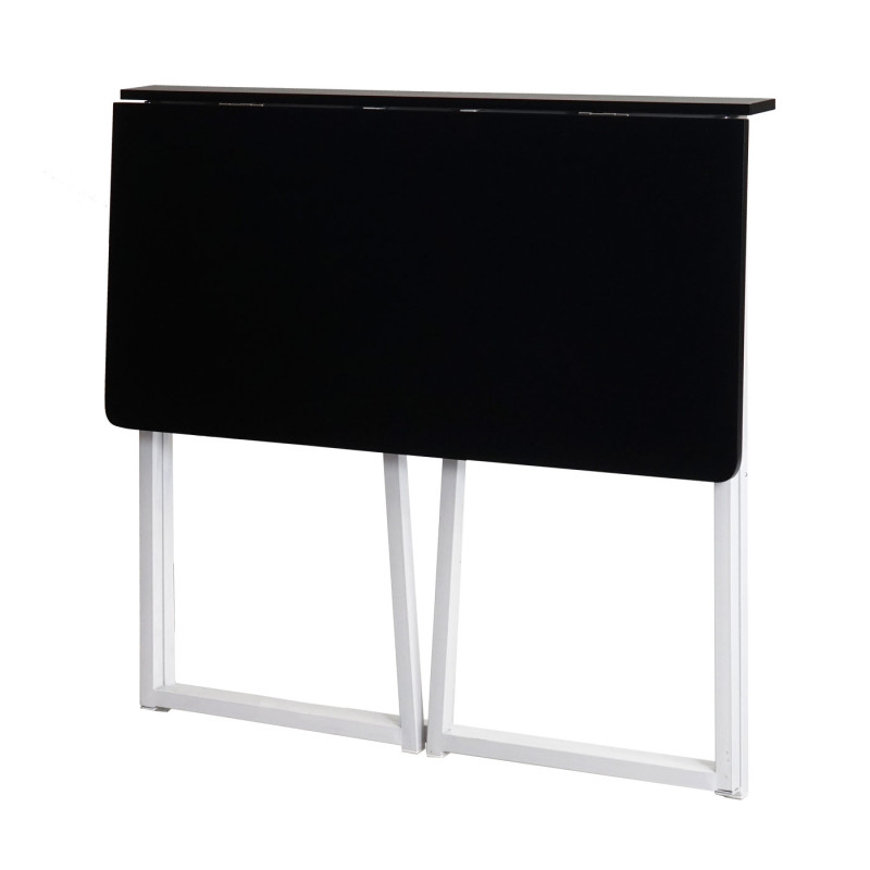 Bureau pliable, table console pliante table d'ordinateur portable table de rangement, 80x45cm, métal MDF - blanc noir