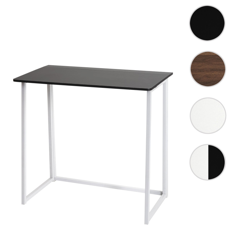 Bureau pliable, table console pliante table d'ordinateur portable table de rangement, 80x45cm, métal MDF - blanc noir