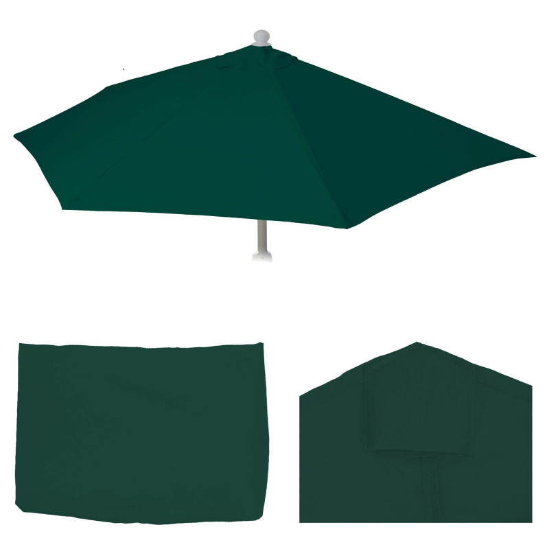 Housse de rechange pour parasol demi-rond Parla, housse de rechange pour parasol, 300cm tissu/textile UV 50+ 3kg - vert