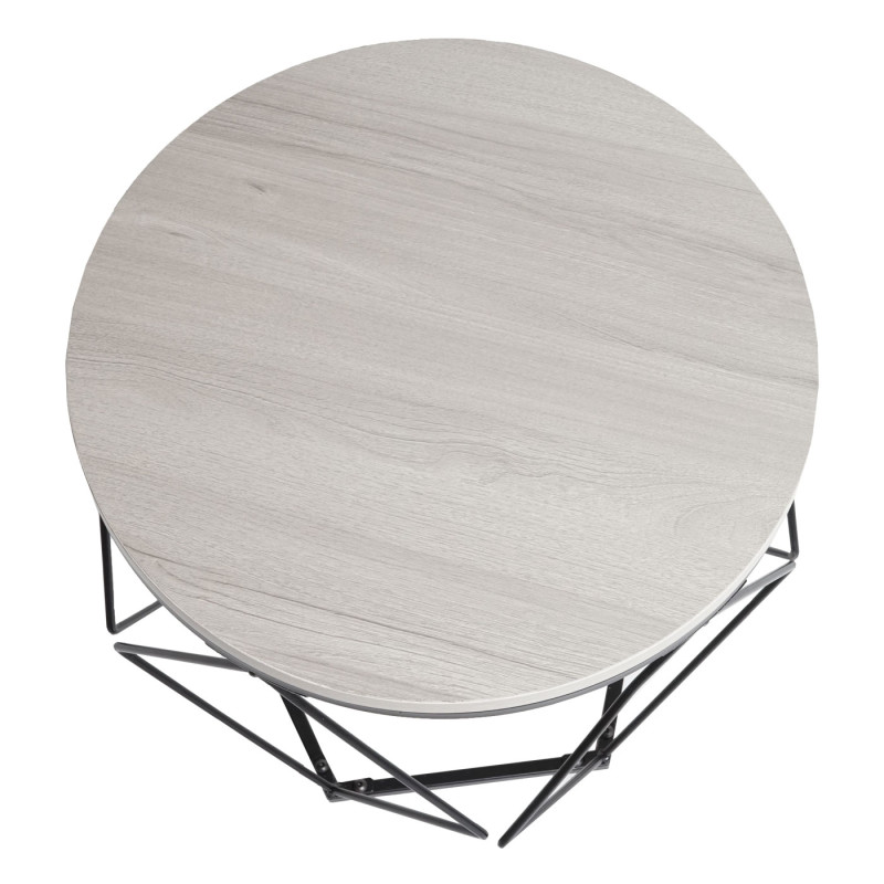 Ensemble de tables basses table basse table d'appoint table de salon, métal bois - aspect chêne gris