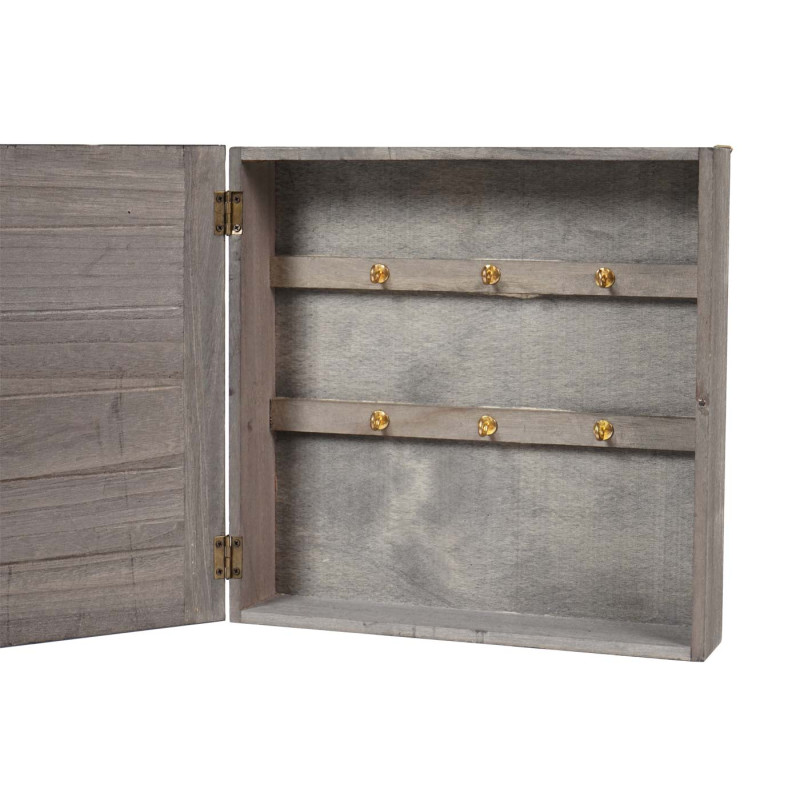 Boîte à clés Virginia, armoire à clés en bois, look shabby vintage 27x27x6cm - gris-brun