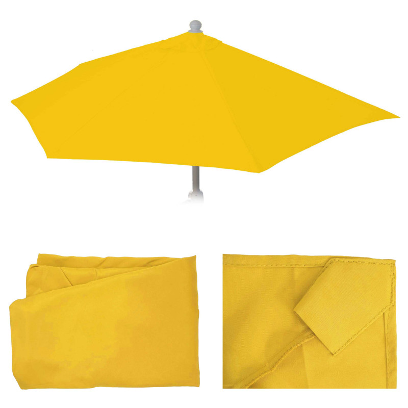 Housse de rechange pour parasol semi-circulaire Parla, housse de parasol de rechange, 270cm tissu/textile UV 50+ 3kg - jaune