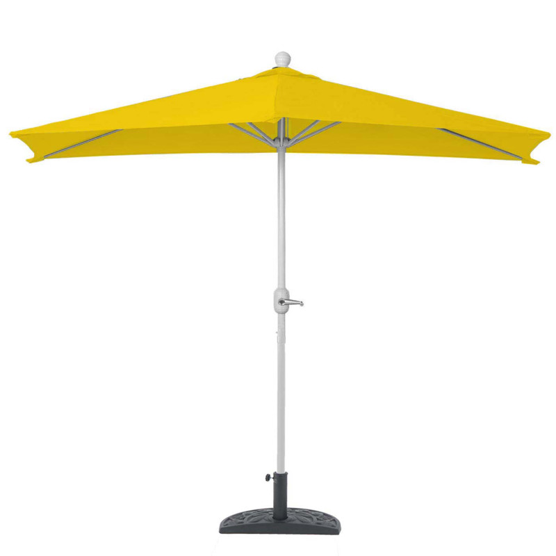 Parasol demi-rond Parla, demi-parasol balcon, UV 50+ polyester/alu 3kg - 300cm jaune avec support