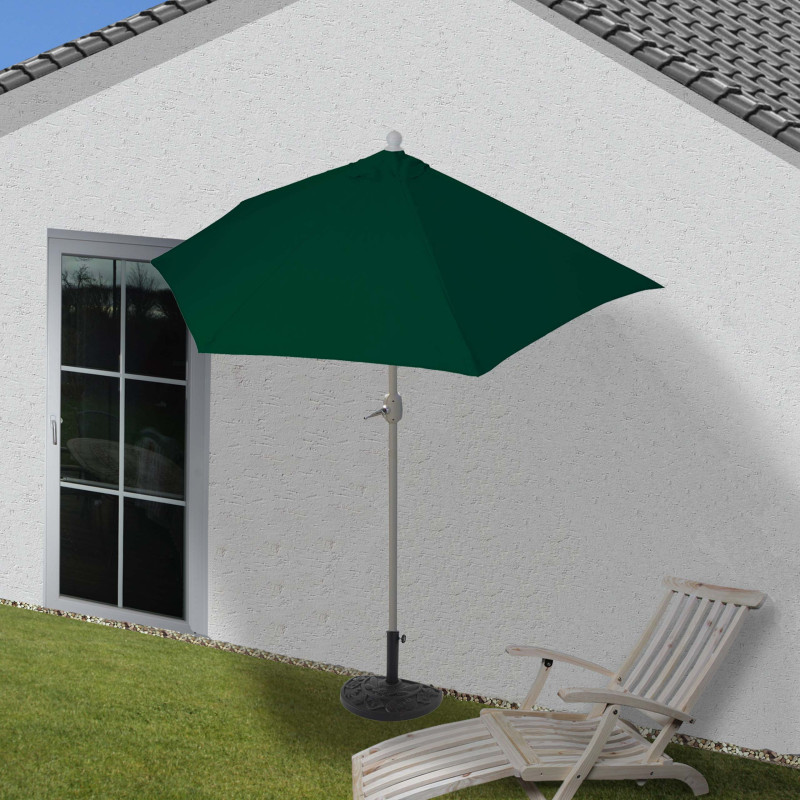 Parasol semi-circulaire Parla, demi-parasol balcon, UV 50+ polyester/alu 3kg - 270cm vert avec support