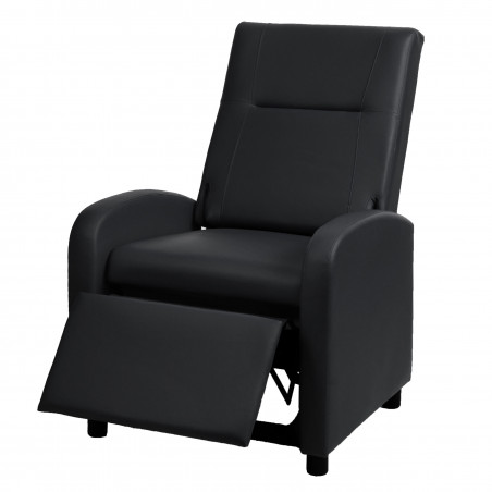 Fauteuil de télévision, fauteuil relax fauteuil inclinable, imitation cuir pliable 99x70x75cm ~ noir