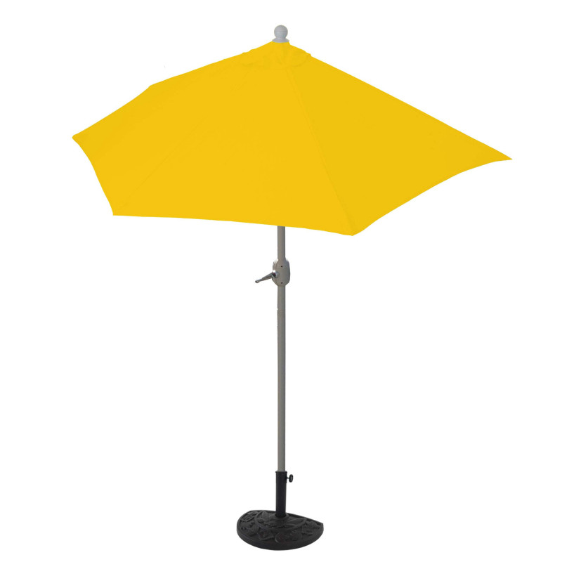Parasol semi-circulaire Parla, demi-parasol balcon, UV 50+ polyester/alu 3kg - 270cm jaune avec support