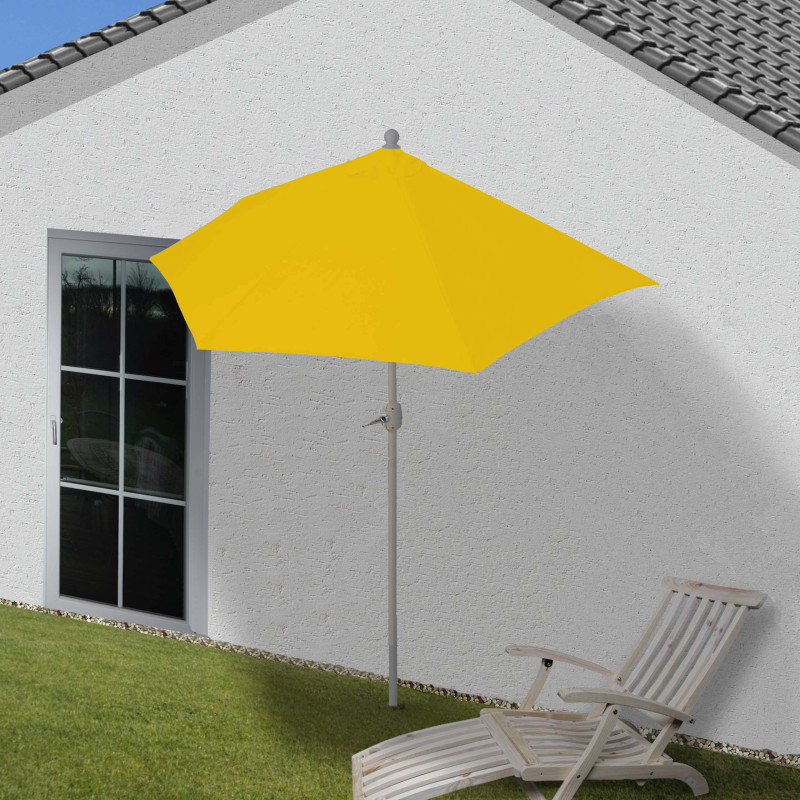Parasol demi-rond Parla, demi-parasol balcon, UV 50+ polyester/alu 3kg - 270cm jaune sans support