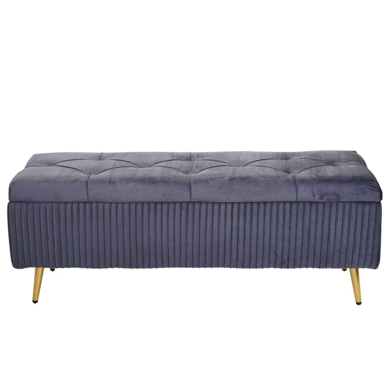 Banc avec espace de rangement banc rembourré Banc de garde-robe, velours métal 120x40cm - gris foncé