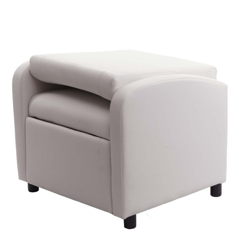 Fauteuil de télévision, fauteuil relax fauteuil relax, simili cuir pliant 99x70x75cm ~ blanc