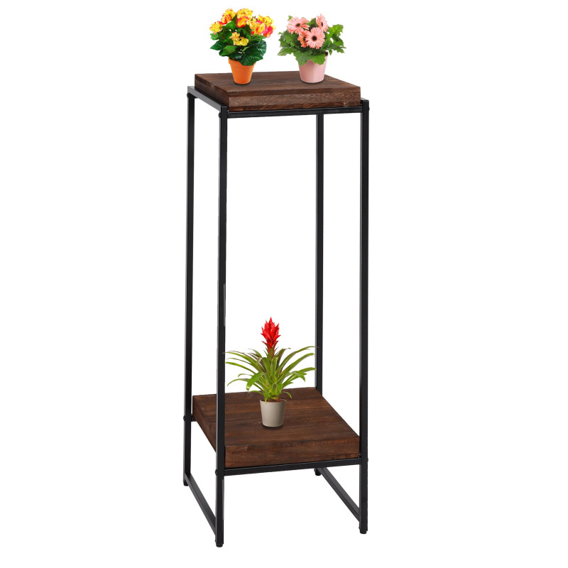 Table à fleurs étagère à fleurs table d'appoint étagère à plantes, certifiée MVG MDF métal - brun foncé, 101cm