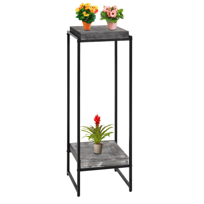 Table à fleurs étagère à fleurs table d'appoint étagère à plantes, certifiée MVG MDF métal - gris foncé, 101cm
