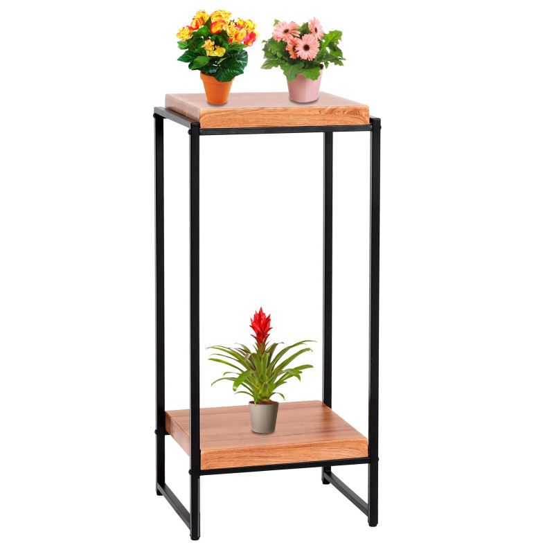 Table à fleurs étagère à fleurs table d'appoint étagère à plantes, certifiée MVG MDF métal - naturel, 82cm