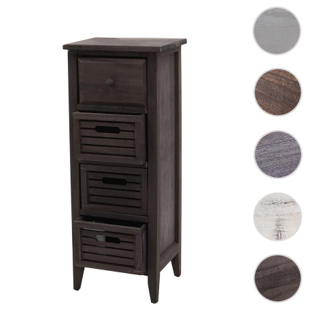 Commode T18, Armoire à tiroirs, 4 tiroirs, 74x30x25cm Shabby-Look Vintage - gris-brun