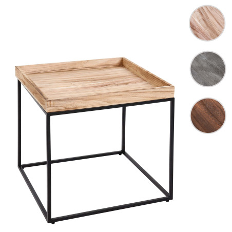 Table d'appoint table basse table, certifiée MVG bois de paulownia métal 60x60x60cm - brun foncé