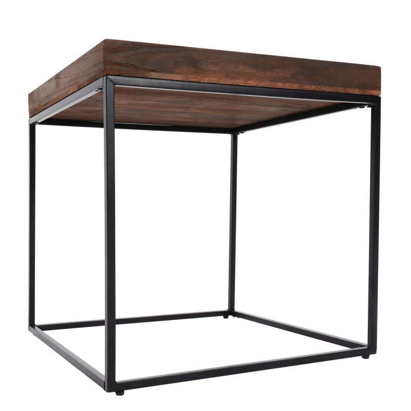 Table d'appoint table basse table, certifiée MVG bois de paulownia métal 60x60x60cm - brun foncé