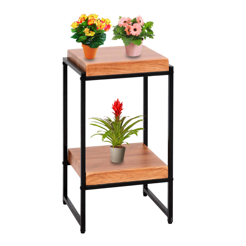 Table à fleurs étagère à fleurs table d'appoint étagère à plantes, certifiée MVG MDF métal - naturel, 61cm