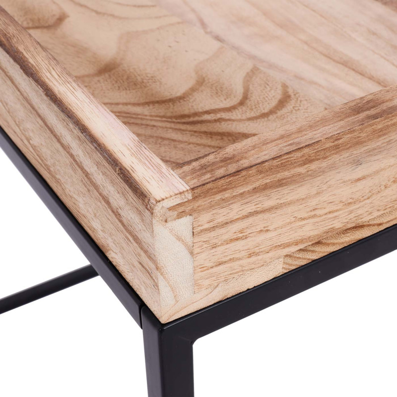 Table d'appoint table basse table, certifiée MVG bois de paulownia métal 60x60x60cm - couleur naturelle