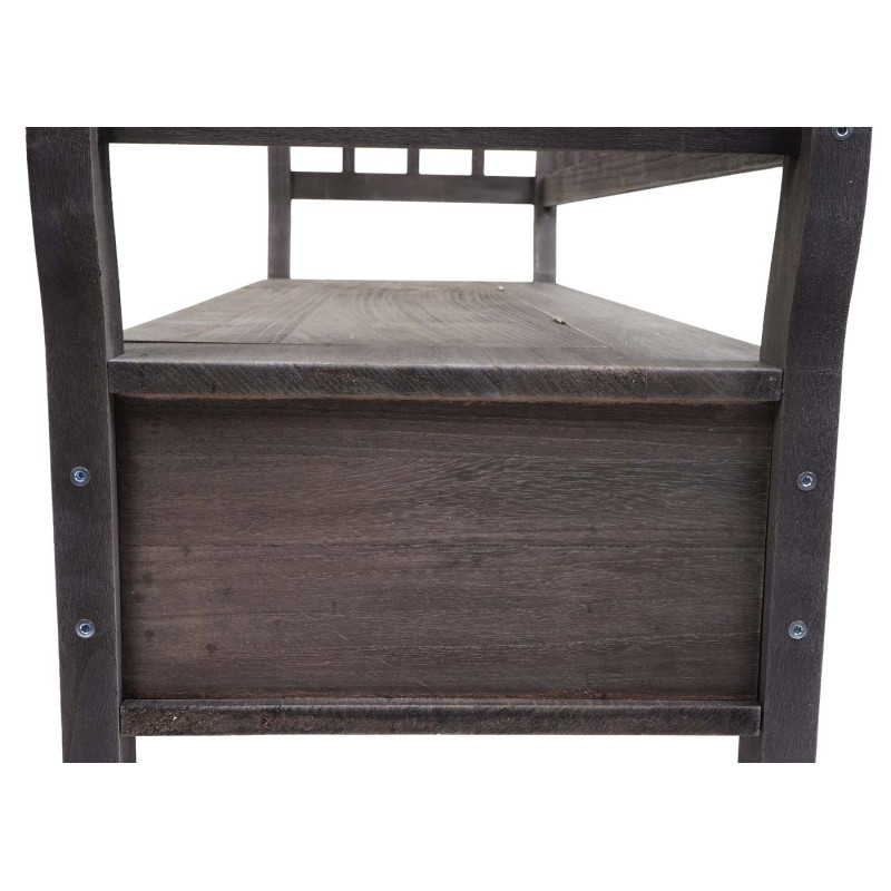 Banc T207, Banc coffre de rangement, compartiment de rangement coussin bois 119cm - gris-brun, shabby