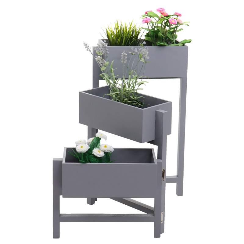 Étagère à plantes T275, Étagère sur pied Porte-fleurs Jardinière, 65x108x15cm, Bois Shabby-Look Vintage - gris-bleu